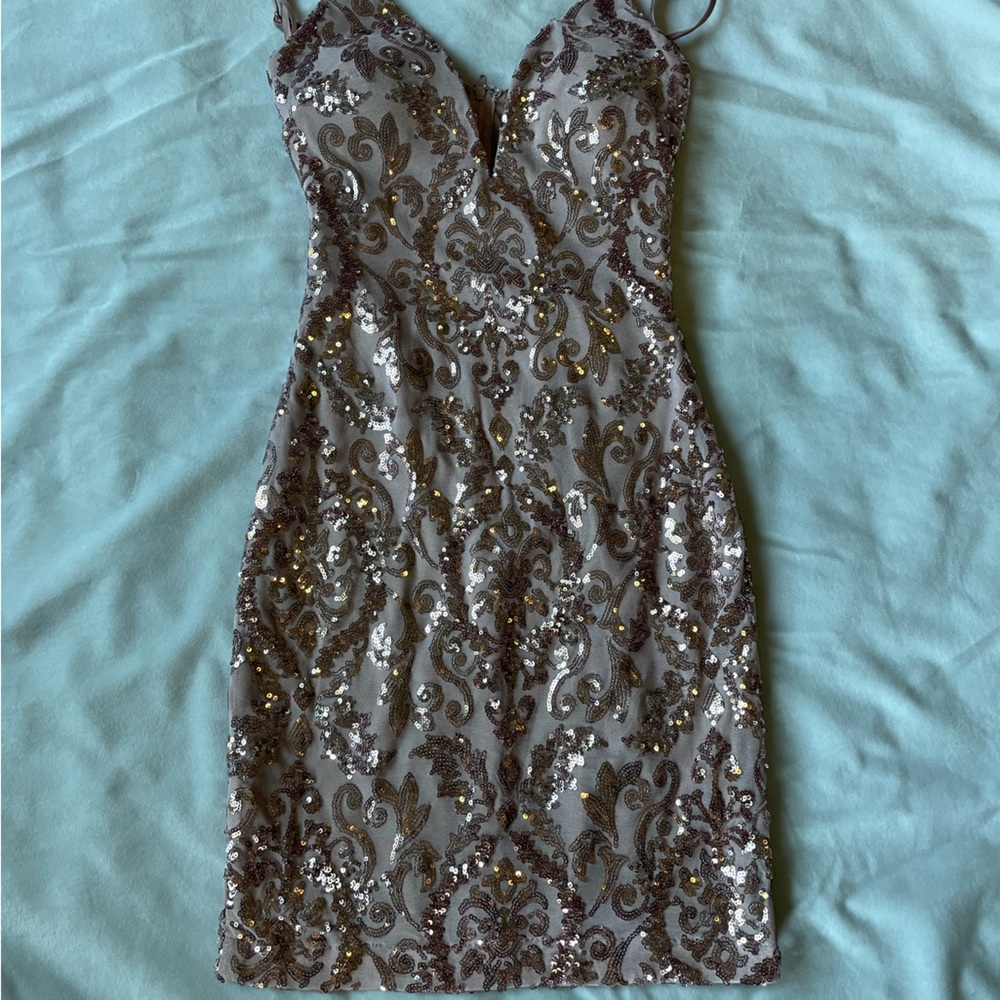 Pink sequin lace Windsor dress